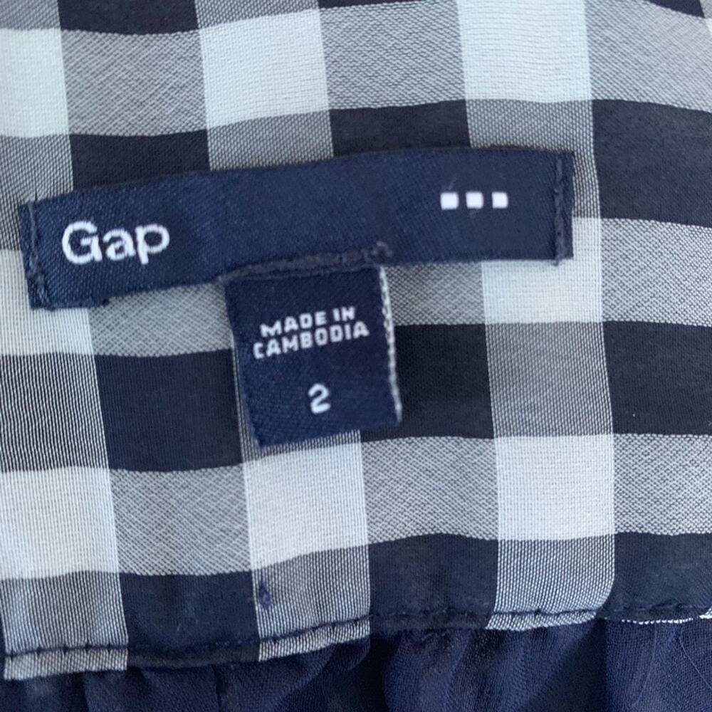 GAP Gingham Check Flowy Side Zip Skirt Navy 2 - Picture 5 of 5